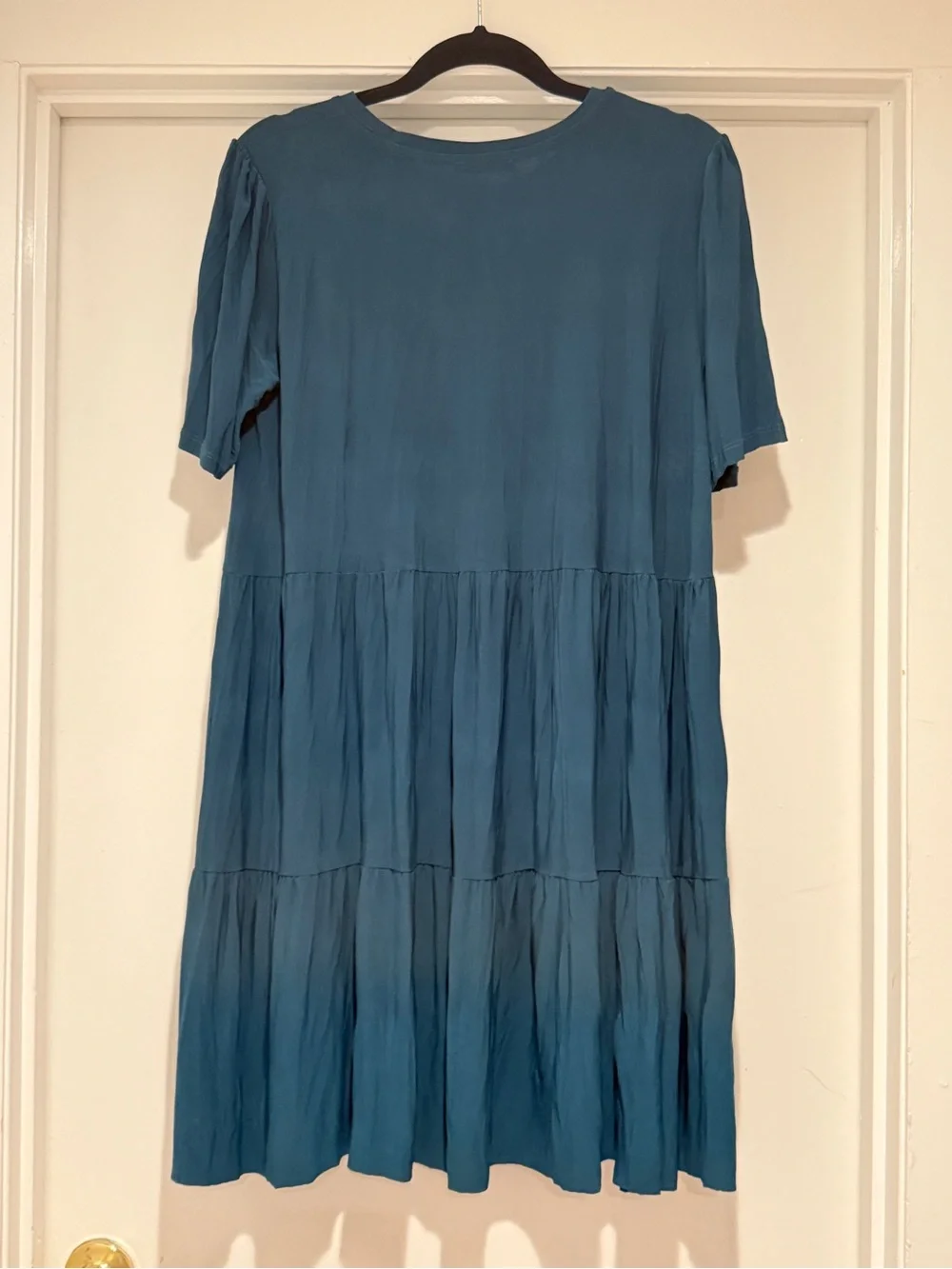 Zara Teal Tiered Babydoll Mini Dress Size M - Picture 3 of 3